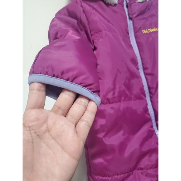 Pink Platinum Baby Girls One Piece Warm Winter Puffer Snowsuit Pram Bunting 12 M - Picture 14 of 16